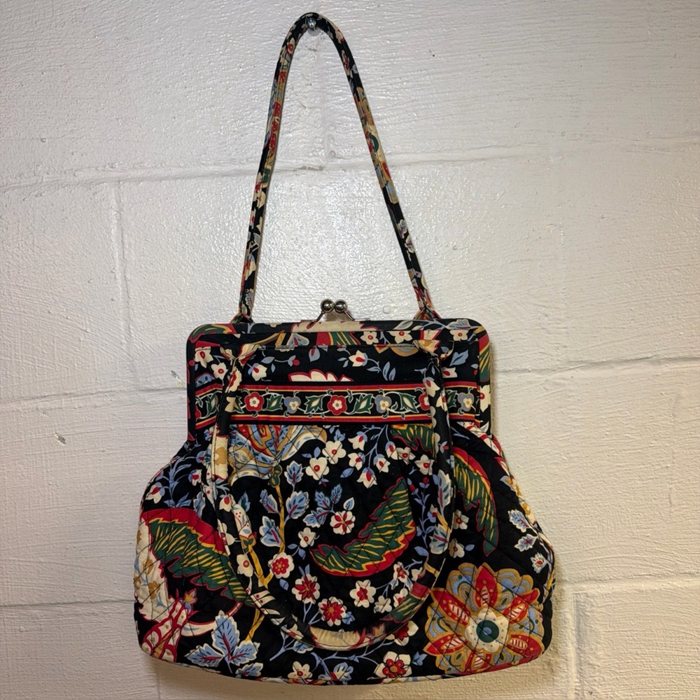 Vera Bradley Quilted Alice Poppy Field Handbag Kiss Lock Purse‎ Pocketbook Bag